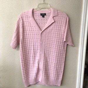 Man brand men’s  pink button down short sleeve cardigan. Size M